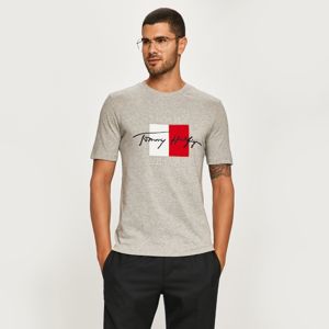 Tommy Hilfiger pánské šedé tričko Box - L (PG5)